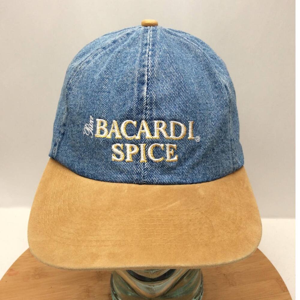 Bacardi Spice Embroidered Denim and Suede Cap Adjustable Strap